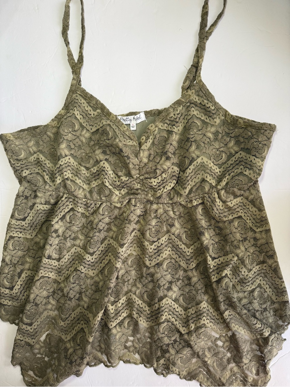 Pretty Rebel Olive Green Lace Cami Top - Size XL  - Y2K Fairy Grunge - New